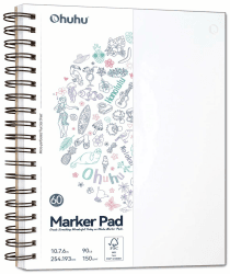 Ohuhu Skizzenbuch Doppelseitig, 60 Blatt/120 Seiten – 150 g/m² – Säurefreies – Spiralgebundenes, Durchschlagfestes Papier zum Aquarell Skizzieren, Illustrieren und Porträtzeichnen, 254 x 193 mm 254mm x 193mm