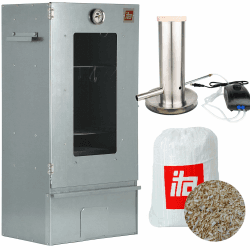 ITA Räucherofen 7000 - Smoker Set mit Rauchgenerator - Räucherschrank mit Fenster & Thermometer - Legierter Stahl - EU Qualität, Direkt vom Hersteller - 81 cm mit 3 Etagen Smoker mit Rauchgenerator