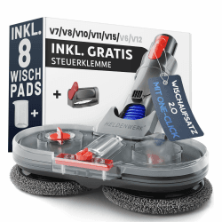 HELDENWERK Wischaufsatz für Dyson [Geprüfte Qualität] elektrisch für V7/V8/V10/V11/V15 Staubsauger I Wischmopp Aufsatz mit Wassertank, Füllbehälter & 8 waschbaren Mops I Wischmop Zubehör Aufsätze
