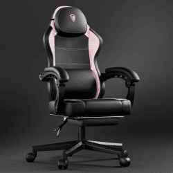 Dowinx Gaming Stuhl Racing Gamer Stuhl, Ergonomischer Gaming Sessel mit Lendenwirbelstütze, Gaming Chair PU Leder PC-Stuhl Verbreiterte Rückenlehne 150KG, Rosa