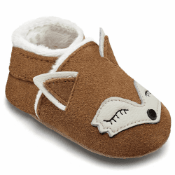 IceUnicorn Krabbelschuhe Baby Winter Krabbelschuhe Gefüttert Plüsch Hausschuhe Baby Lauflernschuhe Warm Weiche Leder Babyschuhe 6-12 Monate Kastanie Plüschfuchs