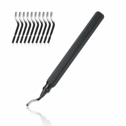 Entgratwerkzeug flintronic Entgrater Werkzeug Universal, Metallgriff Handentgrater mit 10 Stück Ersatzklingen, 360° Rotierender Klinge Schneidwerkzeug für 3D Drucker, Kunststoff, Aluminium #5 Schwarz 1 Werkzeug + 11 Klingen