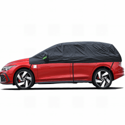 BEXITA Halbgarage Auto Winter Abdeckplane Wasserdichte Outdoor Auto Autoabdeckung Halbe Autoplane Auto Scheibenabdeckung Front und Heckscheibe Abdeckung C1-Schrägheck(Länge von weniger als 440 cm)