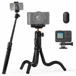 Handy Stativ,K&F Concept Flexibles Stativ für Smartphone & Kamera,MS29 Einziehbarer Selfie Stick,Mini Stativ Halter mit Fernbedienung,Tripod mit Stativhalterung,Handystativ für iPhone/Sumsung 60CM/2KG