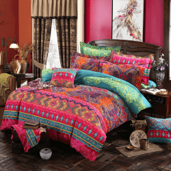 Lanqinglv Bohemian Bettwäsche 155x200 cm 2 Teilig Boho Indischen Mandala Böhmisch Bettwäsche Set Renforce mit Reißverschluss Vintage Rot Bettbezug und 1 Kissenbezug 80x80cm (MJH,155x200) Mjh 155x200cm+80x80cm*1