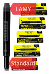 ONLINE 25x kompatible LAMY Patronen schwarz, auch für Pelikan, Stabilo etc., Universal Tintenpatronen, Füller Patronen, Vorteilspack Kombi Patrone black, Ersatz-Patronen Füllhalter Schwarz 25 Tintenpatronen