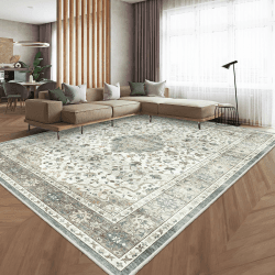 HOMFINE Vintage Teppich - Wohnzimmer Teppich Schlafzimmer Teppich Waschbarer Teppiche Esszimmer Teppich Kurzflor Outdoor Teppich Flauschiger rutschfest Teppich Beige Grün 160 x 230 cm