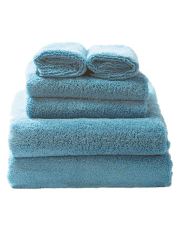 Glart 49M4B saugfähige Mikrofaser Handtücher in Premium Qualität. Trocknen Haut & Haare einfach nur durch Abtupfen. 6er Set, Farbe blau 2x(75x150 cm)+2x(40x75 cm)+2x(32x32 cm)-Handtücher Blau