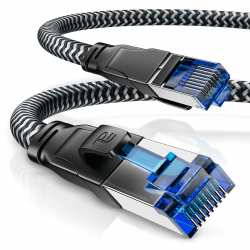 CSL - CAT 8 Netzwerkkabel 40 Gbits - 10m - Baumwollmantel - LAN Kabel Patchkabel Datenkabel RJ45 - CAT 8 Gigabit Ethernet Cable - 40000 Mbits Geschwindigkeit - S/FTP PIMF Schirmung - schwarz 10m schwarz
