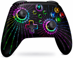 HELLCOOL Switch Controller - Kabellos Controller für Switch/Lite/OLED Konsole - Switch Controller mit Cooles RGB Look, Programmierbare/Turbo/Aufwachfunktion, Präzise Joysticks, Dual Motors Vibration Runen-Grafik