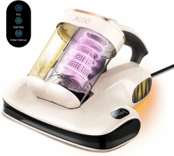JIGOO S100 Milbensauger, Milbenstaubsauger für Matratzen mit Staubmilben-Sensor, intelligenter LED-Anzeige, Vibration, UV-C Licht, Ultraschall, Antimilben-Staubsauger entfernt 99,9%, für Allergiker S100-230V