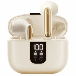 EXZHIG Bluetooth Kopfhörer, Kopfhörer Kabellos Bluetooth 5.4, In Ear Kopfhörer mit 6 ENC Noise Cancelling Mic, HiFi Stereo, LED-Anzeige, Wireless Earbuds 35H, IP7 Wasserdicht, USB-C, Ohrhörer Beige
