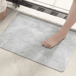 Color G Badematte rutschfest, Badezimmerteppich Marmor, Schnelltrocknende Badteppich, Badvorleger Waschbar, Saugfähig Duschvorleger für Dusche, Badewannen und Badezimmer (Grau Schwarz, 40x60cm) Grau Schwarz 40x60cm