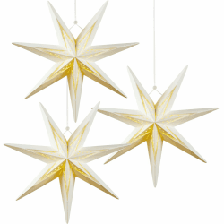SUNBEAUTY 3er Set Papiersterne Weiß 30cm Faltstern Beleuchtet Weihnachten Deko 7 Zacken Faltsterne Lichterketten Party Deko für Weihnachtsdeko Hochzeit Geburtstag Tischdeko Beleuchtet Faltstern 30cm