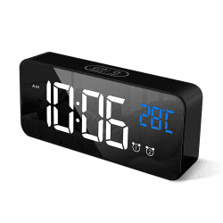 HOMVILLA Wecker, Wecker Digital mit Große LED Temperaturanzeige, Digitaler Wecker mit Dual Alarm, Snooze, 4 Stufen Einstellbarer Helligkeitsdimmer und 10 Musik für Nachttisch Schlafzimmer Schwarz
