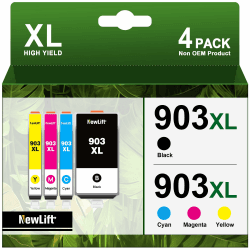 NewLift 903XL Multipack Druckerpatronen Kompatibel für HP 903XL HP 903 für HP Officejet Pro 6970 6960 für Officejet 6950 6960 All-in-One-Drucker (‎‎‎‎‎‎‎Schwarz Cyan Magenta Gelb, 4er-Pack) 903 X-Large