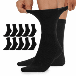TUUHAW 4/10 Paar Diabetikersocken Herren und Damen ohne Gummibund Diabetiker Socken mit Komfortbund aus Baumwolle Schwarz*10 43-46