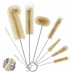 Myiosus Flaschenbürste, 9 Pack Reinigungsbürste mit Langem Griff, Flaschenbürsten mit Flauschiger Pomponkopf, Multifunktionale Flaschenreiniger Bürste für Strohhalme,Milchflasche,Glasflasche,Weinglas Hellbraun