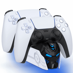 GAMSINGY PS5 Controller Ladestation, PS5 Zubehör Ladestation für Dualsense Wireless/Edge Controller, Ladestation für Playstation 5 Controller, Zubehör Ladestation PS5 mit 2-3 Std Schnelllade Schwarz-Weiß