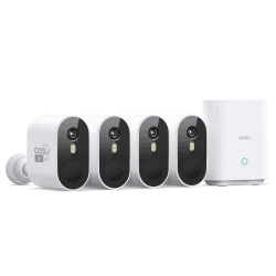AOSU 2K Überwachungskamera Aussen Akku 240 Tage 4-Kit mit Home Station 32 GB Lokaler Speicher ohne Abo Kabellose Kamera Überwachug Aussen Bewegungssensor Licht- & Tonalarm 2-Wege-Audio Farb-Nachtsicht KIT: 4-Kameras 2K/3MP+Homebase