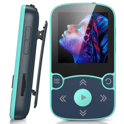 AGPTEK MP3 Player Bluetooth 5.3 Sport 64GB mit 1,5 Zoll TFT Farbbildschirm, Mini Musik Player mit Clip, Unterstützt bis 128GB SD Karte, Blau 64 GB Blau
