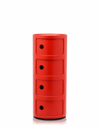 Kartell Componibili, 4 Elements, Rot, Runde Basis 4-fächer Rot