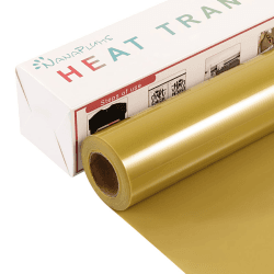 NANAPLUMS Plotterfolie Textil, 30.5cm×4m Flexfolie Plotter Textil, Bügelfolie für Textilien Transferfolie zum Aufbügeln für DIY T-Shirt, Stoffe(Gold)