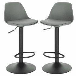 EUGAD 0650BY-2 Barhocker 2er Set Gepolsterter Drehhocker mit Luftheber-Design, Kunstleder Barstuhl mit Lehne Küchen, Höhenverstellbar Grau Grau Kunstleder