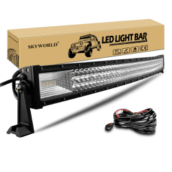 SKYWORLD 52 Zoll 130cm 675W Led Arbeitsscheinwerfer Bar Gebogen mit 12V Kabelbaum, Zusatzscheinwerfer Auto LED Arbeit Licht Bar Wasserdicht Lightbar für 4x4 SUV Offroad ATV LKW Traktor Fahrzeuge 52 Zoll 675W Combo