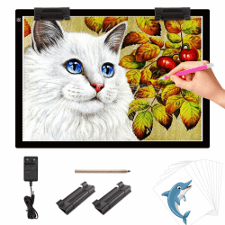 elice A2 LED Leuchttisch mit 12V 2A-Adapter und 2 Multifunktionsclips,7mm ultradünnes Leuchtplatte,3 Helligkeitsstufen,große Leuchtplatte für Diamond painting,Zeichnen, Skizzierung Designen,Animation A2 Nicht Wiederaufladbar