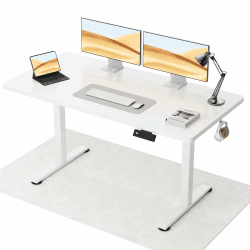 Flamaker Höhenverstellbarer Schreibtisch Ganze Tischplatte 120 x 60 cm Elektrischer Schreibtisch Höhenverstellbar für Steh-Sitz, Computertisch mit Memory-Funktion,Standing Desk,Weiß Weiß 120 x 60 cm