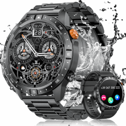 DEKELIFE Smartwatch Herren mit Telefonfunktion, 1,43" AMOLED Always-On Display Armbanduhr, 70+ Sportmodi Uhren Herren mit Herzfrequenz, SpO2, Schlafmonitor, IP68 Wasserdicht Android und iOS, Schwarz