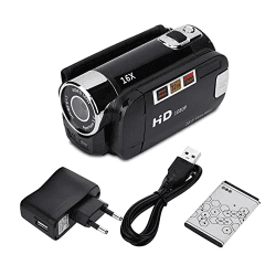 ASHATA Videoaufzeichnungs-Camcorder, Full HD 270 ° Drehung 720P 4X High Definition Digital Camcorder Video-DV-Kamera mit 270 ° Drehung 2,4 Zoll-LCD-Bildschirm(Schwarz)