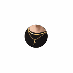 Esmoly Kreuzkette Kreuz Kette Herren Silber Gold Schwarz Halskette Edelstahl Kubanische Kette Geschichtet Kreuz Anhänger Abschluss Geburtstag Geschenke für Männer Junge Gold 18inch/20inch