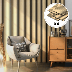 NEU.HOLZ Akustik Wandpaneel Vang im 4er-Set Akustikplatten für Flur Wohnzimmer Innenwanddekoration in Holzoptik Wandverkleidung Eiche Eiche 2,88 m²