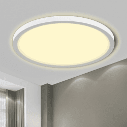 LQWELL® Deckenleuchte LED Deckenlampe, IP44 Wasserfest Badlampe Rund Flach 18W 3000K 1600LM Modern Schlicht Lampe Dünn für Wohnzimmer Badezimmer Schlafzimmer Küche Balkon Keller Büro, 220 * 24mm Weiß-1 Stk 22CM - 3000K