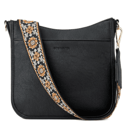 BOSTANTEN Damen Handtasche Kleine Umhängetasche aus PU Leder Schultertasche für Frauen Crossbody Bags mit verstellbarem Farbigem Riemen 1-schwarz