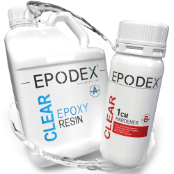 EPODEX® 2K Epoxidharz | Epoxy in Gießhöhe 0-1cm | Kunst, Handwerk und Epoxidharz Zubehör | Gießharz | Kunstharz | Resin | Klar oder in 40 Epoxidharz Farbe | Mengenrabatt 1,5kg A. Clear - Transparent