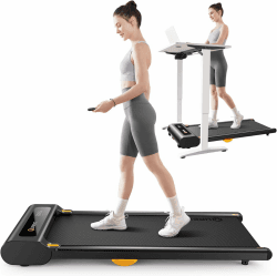 UREVO Stoßdämpfend Walking pad mit großem Laufbereich, 1-6 km/h Laufband für zuhause mit Fernbedienung und LED-Anzeige, Leises Laufband Schreibtisch für Zuhause/Büro 12D x 5W Stylish Schwarz