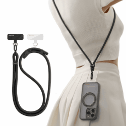 TORRAS Handykette Universal Verstellbar Handyband zum Umhängen aus doppeltem Nylon-Seil Robust Angenehm Lanyard Handy Umhängeband mit Metallschnalle Haltbar Schwarz