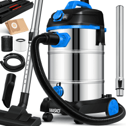 MASKO® Industriestaubsauger 1800Watt Mit Steckdose Blasfunktion | Mehrzwecksauger Trocken-Saugen & Nass-Saugen | Industrie-Sauger mit & ohne Beutel | Wasser-Staubsauger beutellos Blau