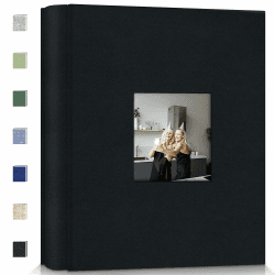 Popotop Fotoalbum, 10 x 15 cm Fotobuch mit 600 Fotos, Leineneinband, Fotobücher mit 300 horizontalen Taschen, Einsteck-Bilderalben für Familie, Hochzeit, Jahrestag, Baby, Urlaubsbilder 600Fotos Schwarz