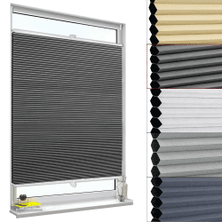 WOLTU Wabenplissee ohne Bohren Verdunklung Thermo Doppelplissee Klemmfix Zweifarbig 75x120cm Dunkelgrau-weiß, Plissee Faltrollo Sonnen-, Sicht- & Schallschutz, Jalousie Plisseerollo für Fenster & Tür Dunkelgrau-weiß B75 x H120 cm