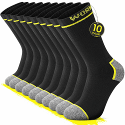 FALARY 10 Paar Arbeitssocken Herren Socken Baumwolle Funktionssocken Innenfrottee Work Socks Wandersocken 39-42 2-Schwarz*10P
