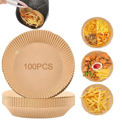 Backpapier Air fryer Rund, 100 Stück Antihaft-Einweg-Luftfritteusen Pergamentpapier für Heißluftfritteuse Bratpfanne Ofen Bratpfanne, Backpapier für Heißluftfritteuse(6.3IN) 100PCS-6.3in