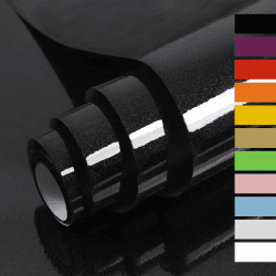Hode Klebefolie Schwarz Glitzer 60cmX5m Möbelfolie Hochglanz Selbstklebende Folie Oberflächenschutz für Möbel Küche Schrank Wand Wasserdicht Vinyl DIY Dekorfolie Tapeten 0.6W x 5L m Schwarz