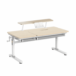 HOKO® Ergo-Study-Table COMPAKT Plus, CELIN & ALVO. Manuell höhenverstellbar Kinderschreibtisch mit Schreibtischaufsatz mit Neigung Einstellbarer Tischplatte und Butler mit Buch-Halterung Holzoptik Schreibtisch+buchstütze