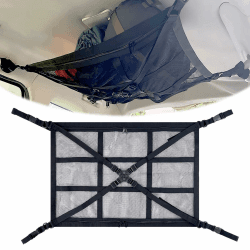 EPROICKS Autodach Gepäcknetz Decke, 90 × 65 cm Universal Auto Netz Dachhimmel, Dachnetz Auto mit Verstellbare Kreuzgurte, Gepäcknetz Auto für Aufbewahrung für Vier Dach Armlehnen Auf Autos 90*65CM Kreuz