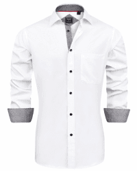 J.VER Herren Hemd Regular Fit Langarm Herrenhemden Freizeithemd Regular Businesshemd elastiscer Musterhemd XL Weiß Schwarz