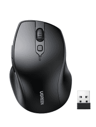 UGREEN Bluetooth Maus kabellos (BT 5.0 + 2.4G), 4000 DPI, 18 Monate Akkulaufzeit, Ergonomische für Computer Laptop Tablet Handy, PC kompatibel mit Windows macOS Android iOS Linux (Schwarz)